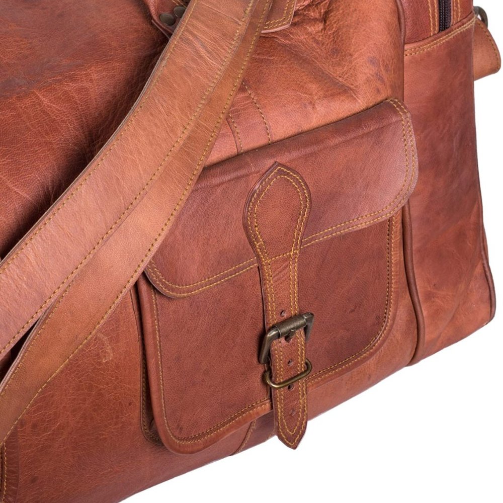 XL Full Grain Leather Duffel Bag -Travel Bag - Overnight Weekender Bag - Luggage - Picture 6 of 7